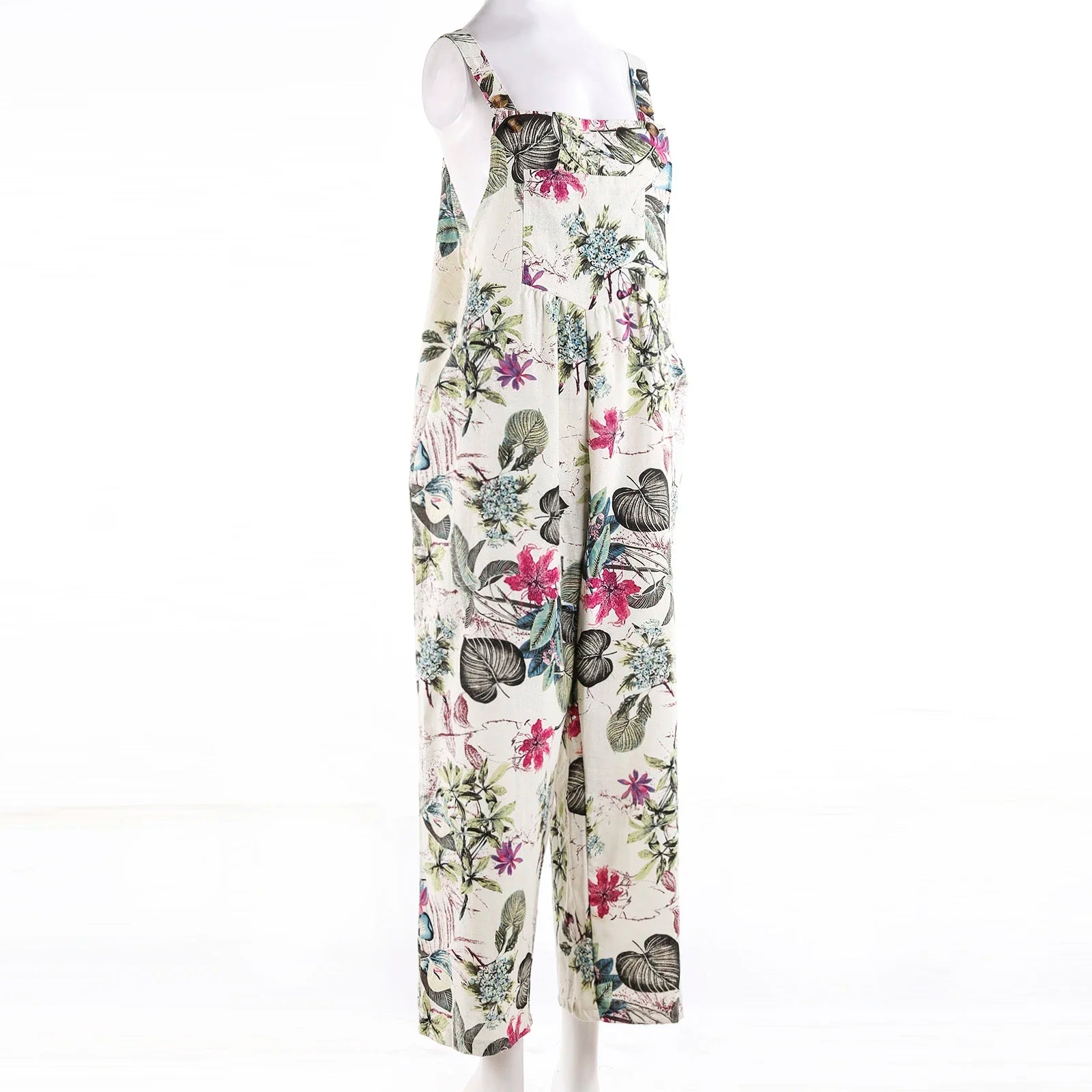Kvinners Jumpsuit med Blomstertrykk og Firkantet Hals 2