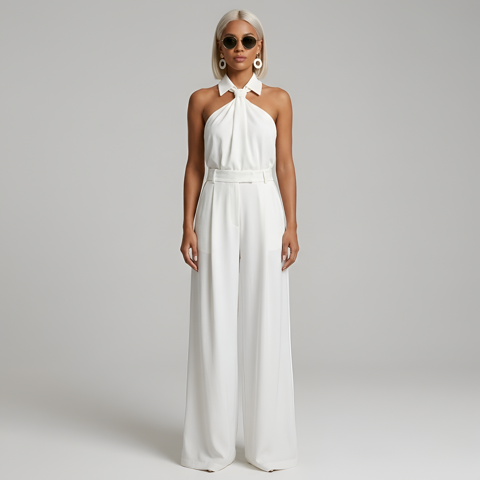 Kvinners Jumpsuit med Halter Neck og Brede Ben 3