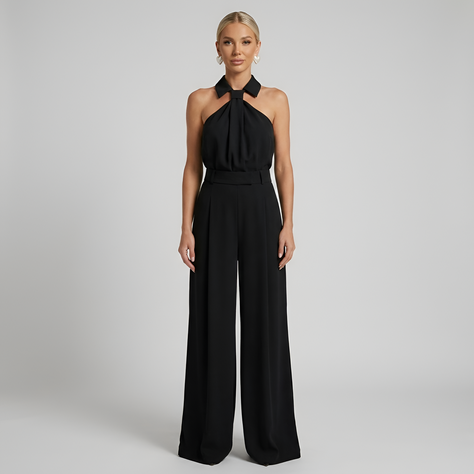 Kvinners Jumpsuit med Halter Neck og Brede Ben 5