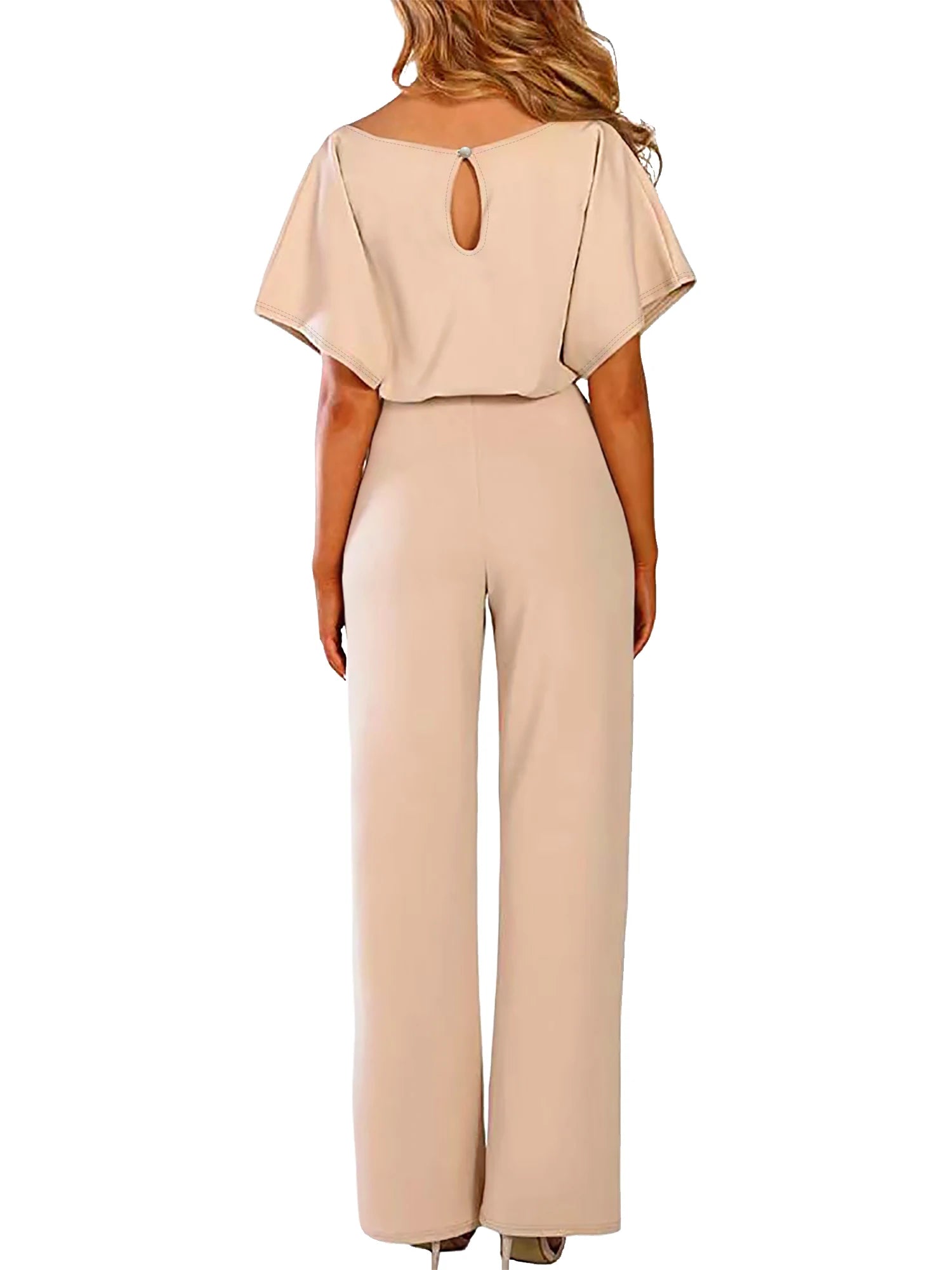 Kvinners Jumpsuit med Vide Ben og Justerbart Belte 1
