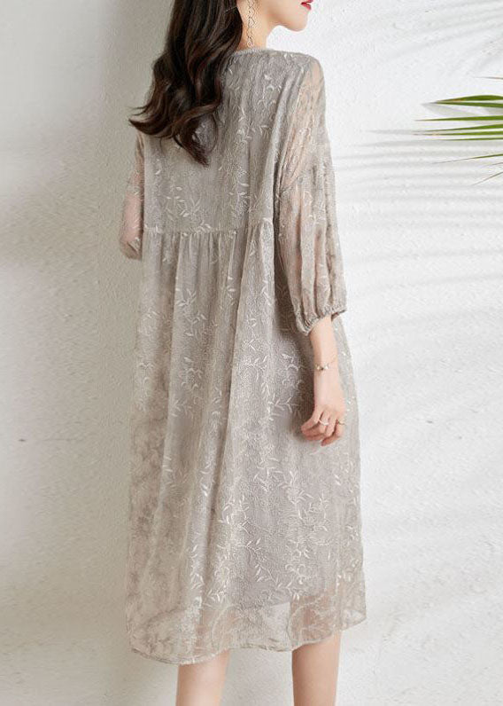 Kvinners Kjole Chiffon Med Broderi 4