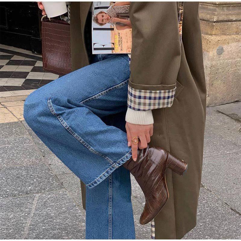 Kvinners Lang Trenchcoat med Rutenettfôr 1