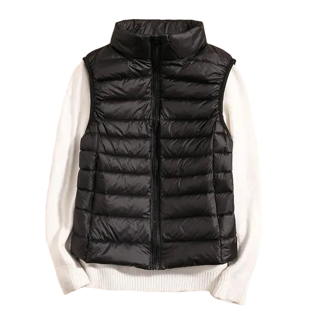 Kvinners Lett Puffer Vest med Glidelås 0