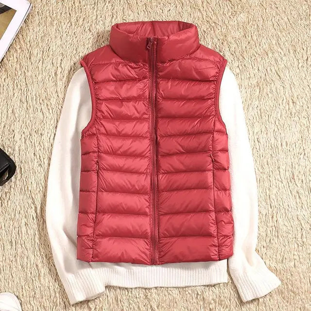 Kvinners Lett Puffer Vest med Glidelås 6