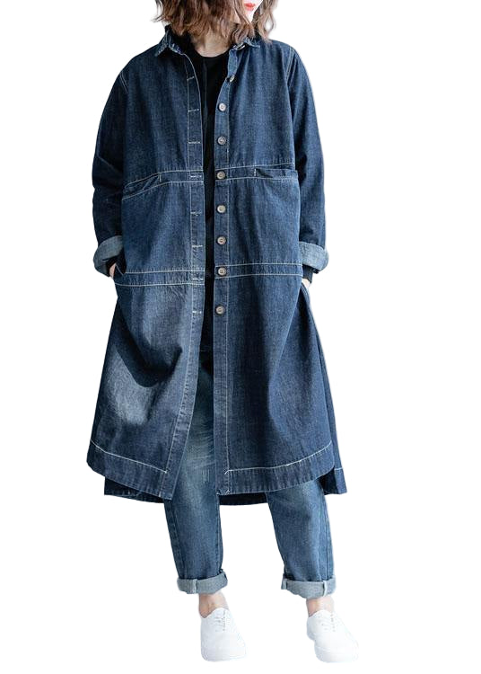 Kvinners Løse Denim Jakke med Åpen Side 0