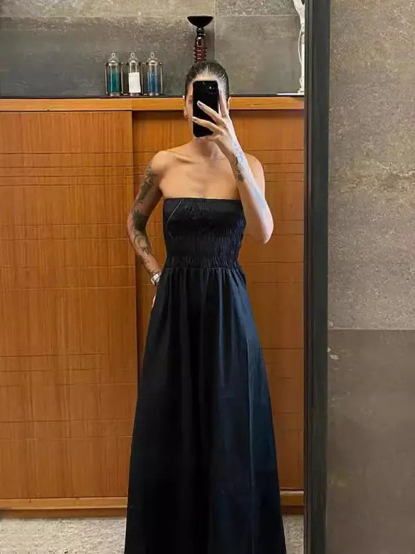 Kvinners Maxi Kjole Tube Top Uten Ermer 9