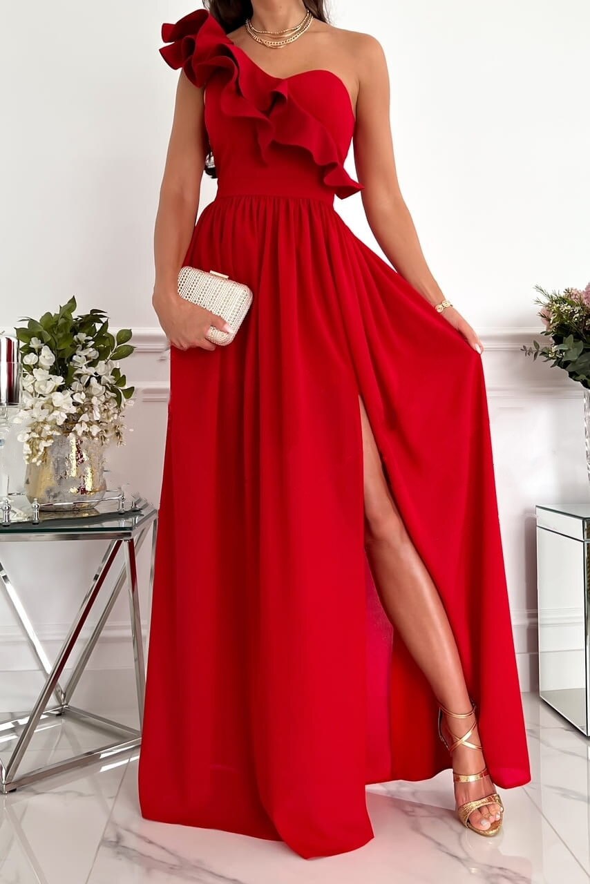 Kvinners Off Shoulder Kjole med Volanger 1