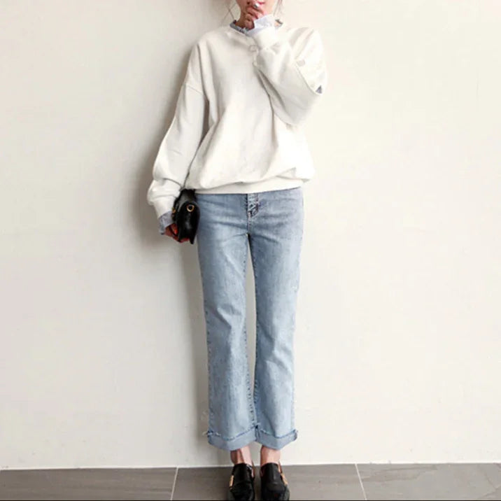Kvinners Oversized Genser med Volanger 2