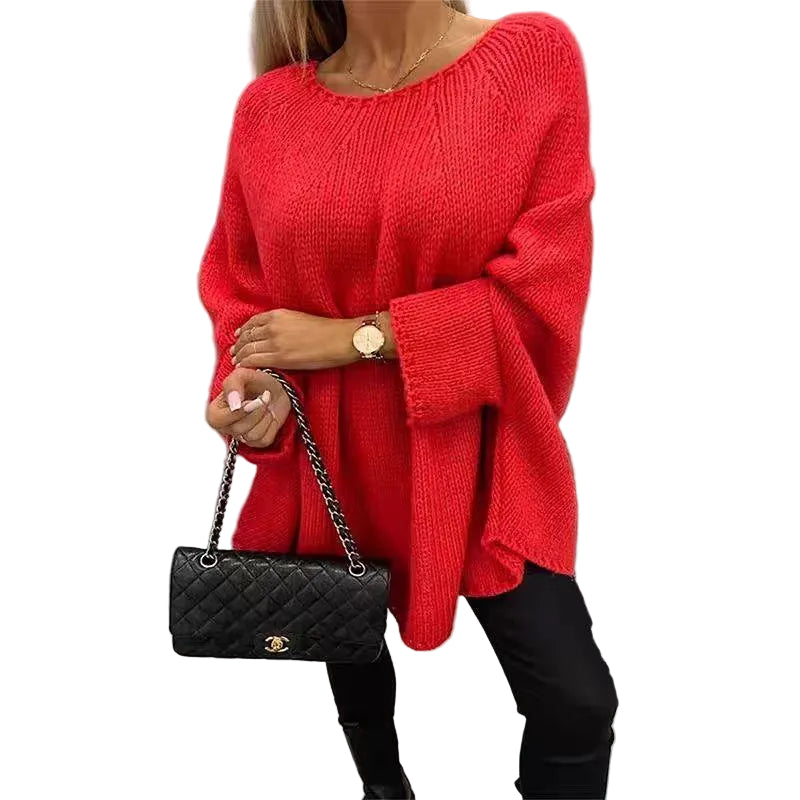 Kvinners Oversized Kappegenser med Batwing-ermer 0