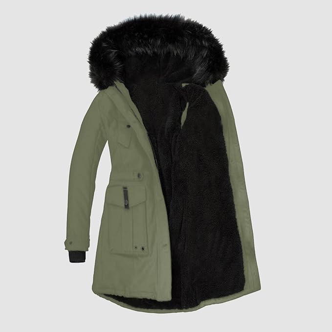 Kvinners Parkas med Fuskepelskant 5