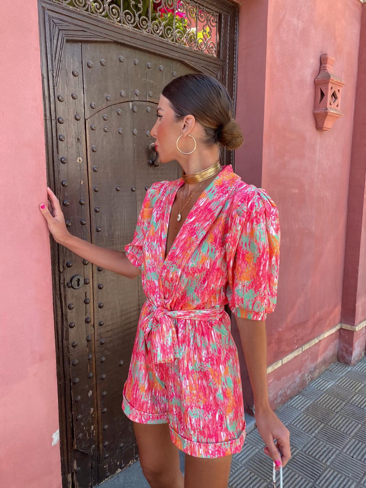 Kvinners Playsuit med Puffede Ermer 3