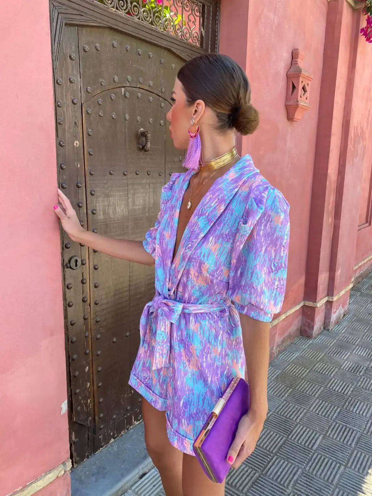 Kvinners Playsuit med Puffede Ermer 8