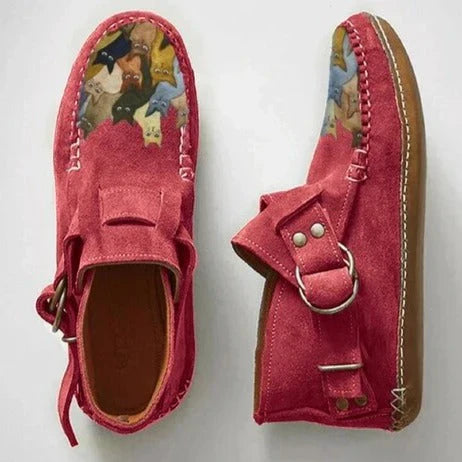Kvinners Slip-on-sko med Kunstnerisk Kattdesign 4