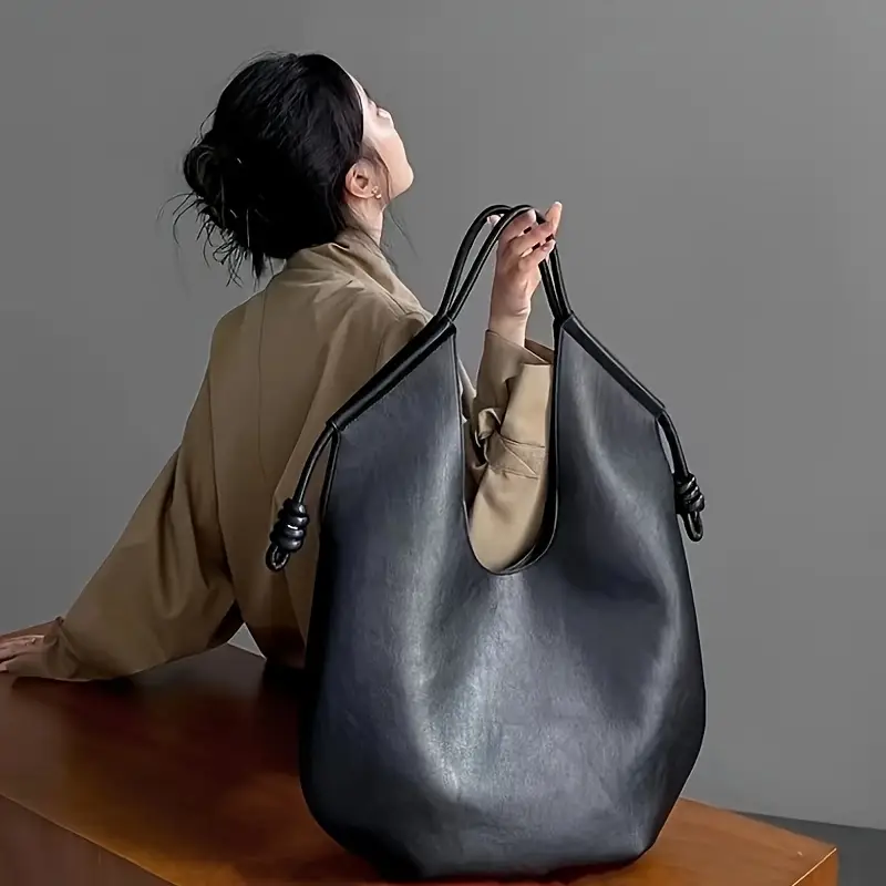 Kvinners Slouchy Tote Veske med Knutet Håndtak 1