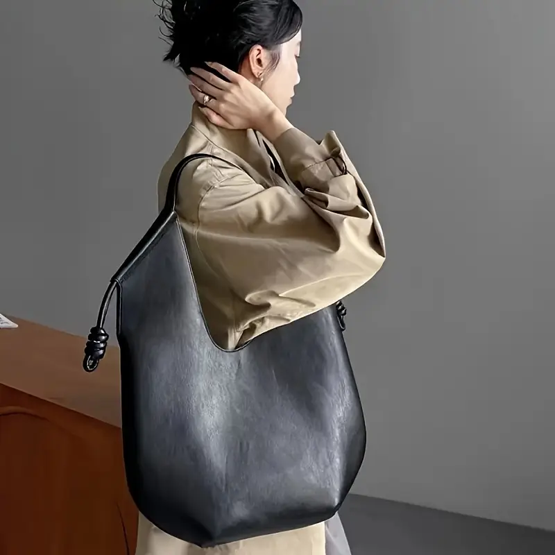 Kvinners Slouchy Tote Veske med Knutet Håndtak 2