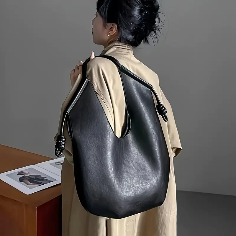 Kvinners Slouchy Tote Veske med Knutet Håndtak 3