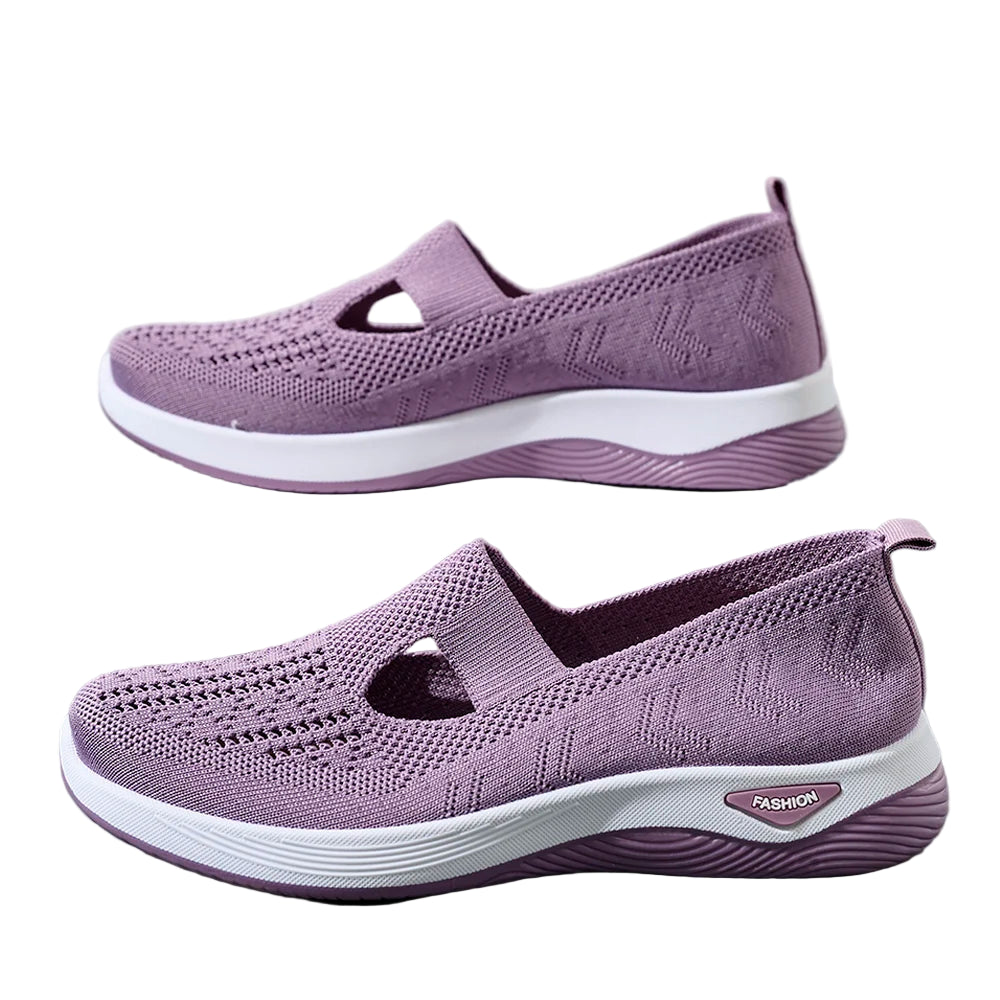 Kvinners Sneakers Mesh Pustende Kausale Sko Antiskli Flate Strikkede Sko 2