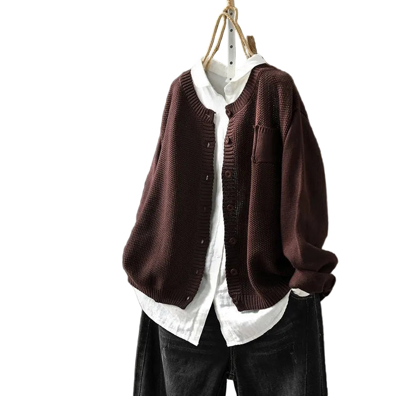 Kvinners Strikket Cardigan med Knappdetalj 0