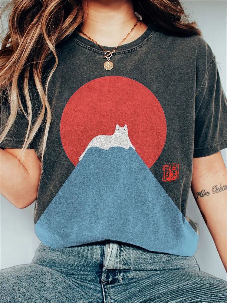 Kvinners T-skjorte med Japansk Fjellmotiv 4