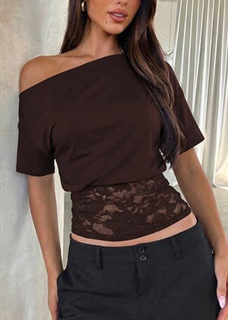Kvinners Tank Top med Turtle Neck og Patchwork Design 2