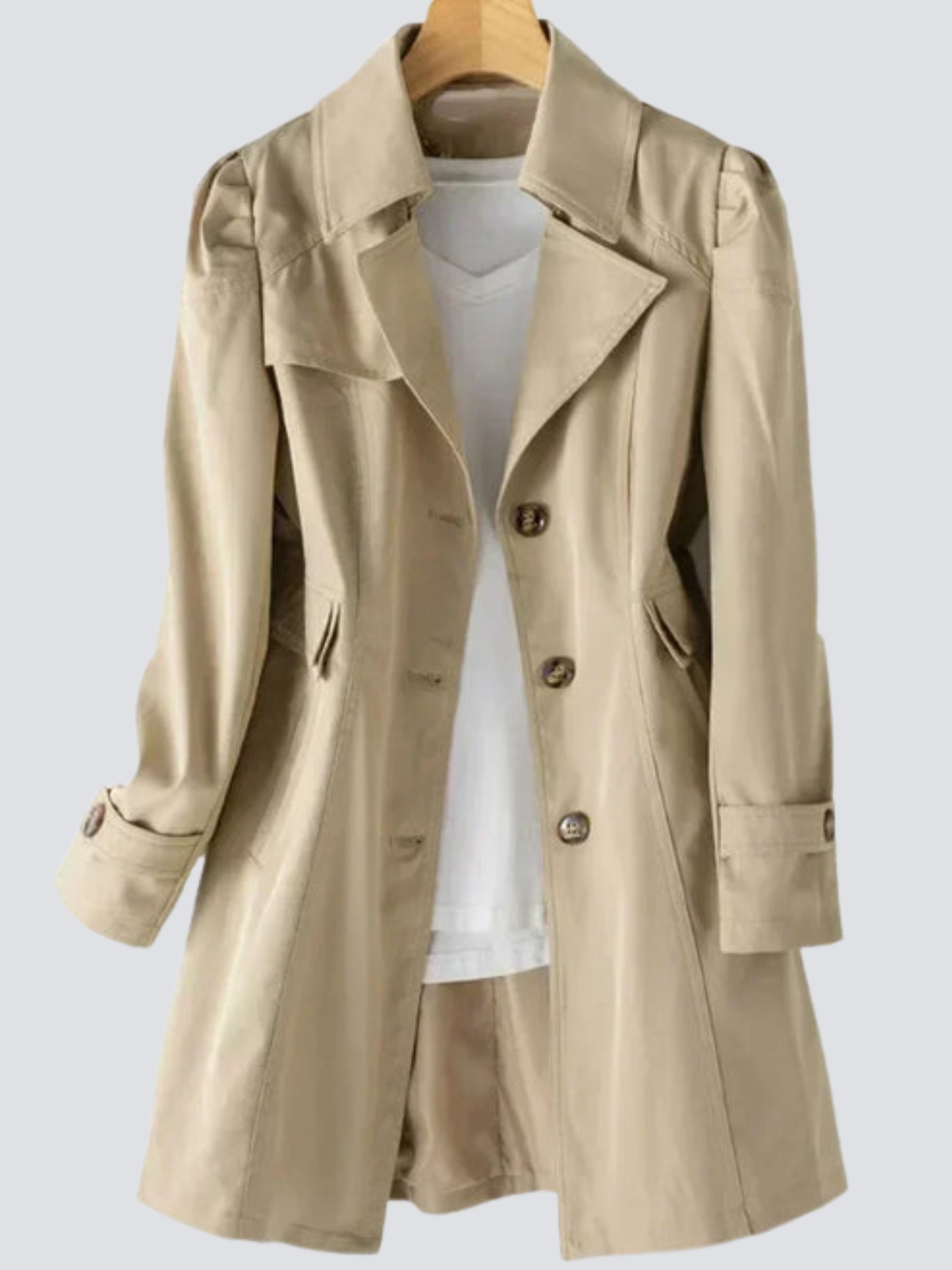 Kvinners Trench Coat Moderne Design Smigrende Passform 1