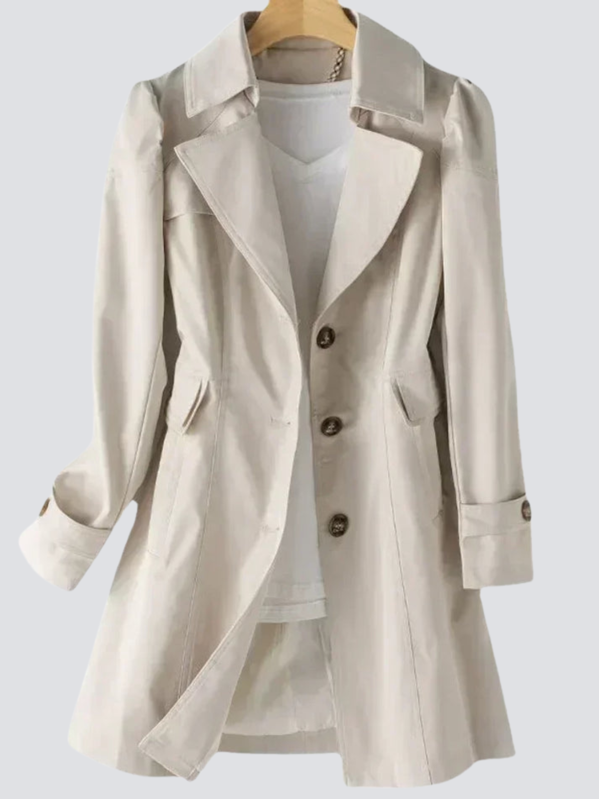Kvinners Trench Coat Moderne Design Smigrende Passform 8