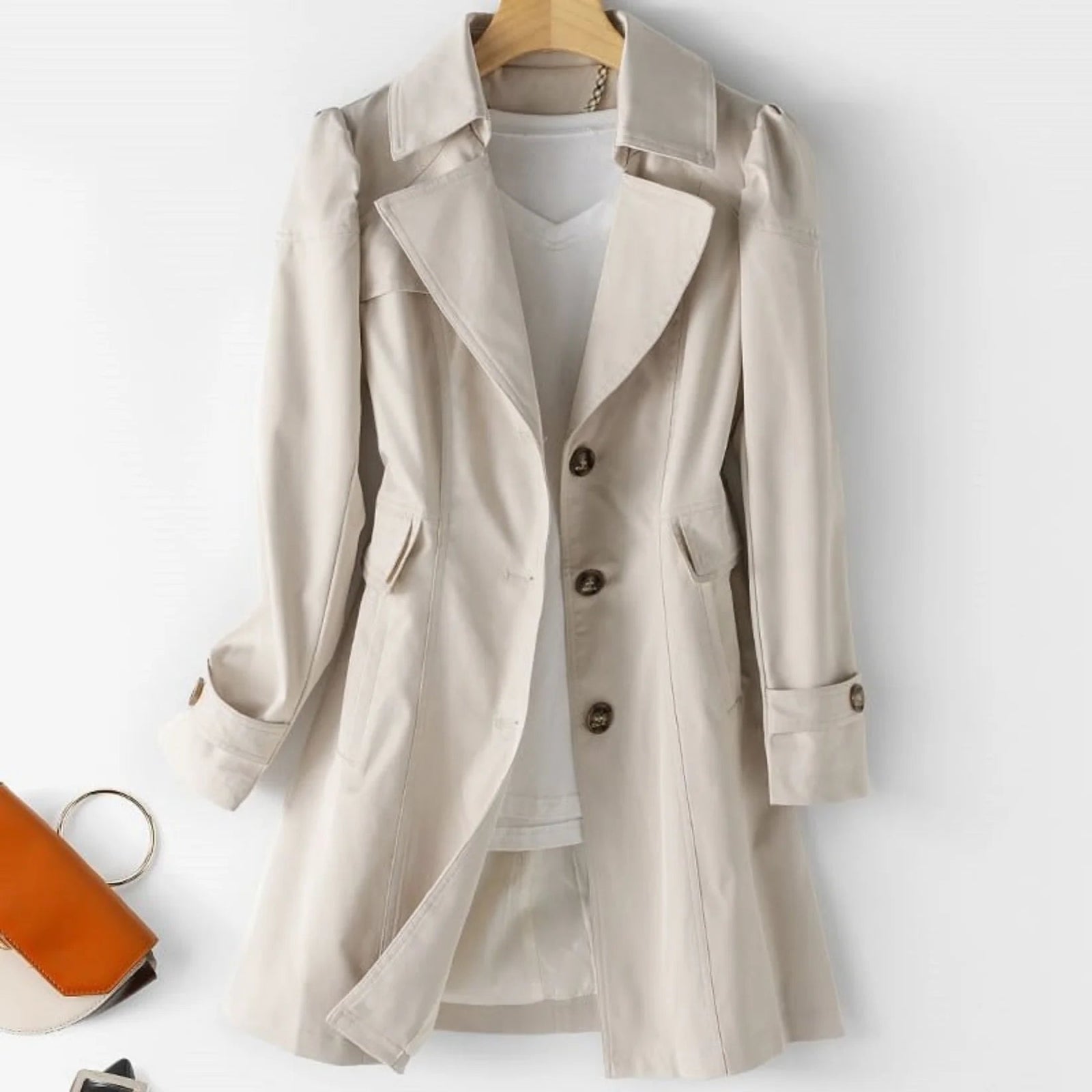 Kvinners Trenchcoat Klassisk Stil 1