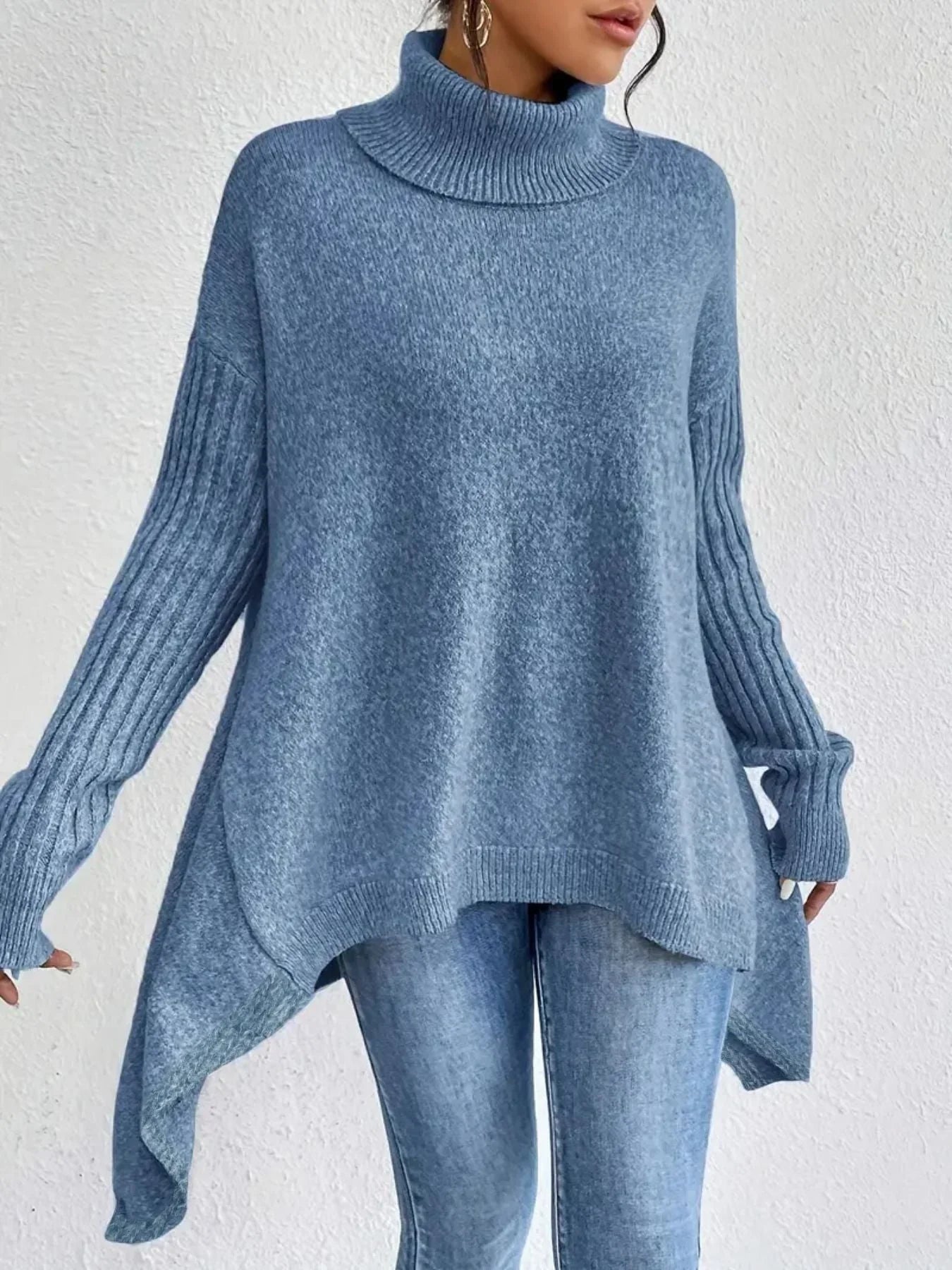 Kvinners Turtleneck Genser Overdimensjonert 2