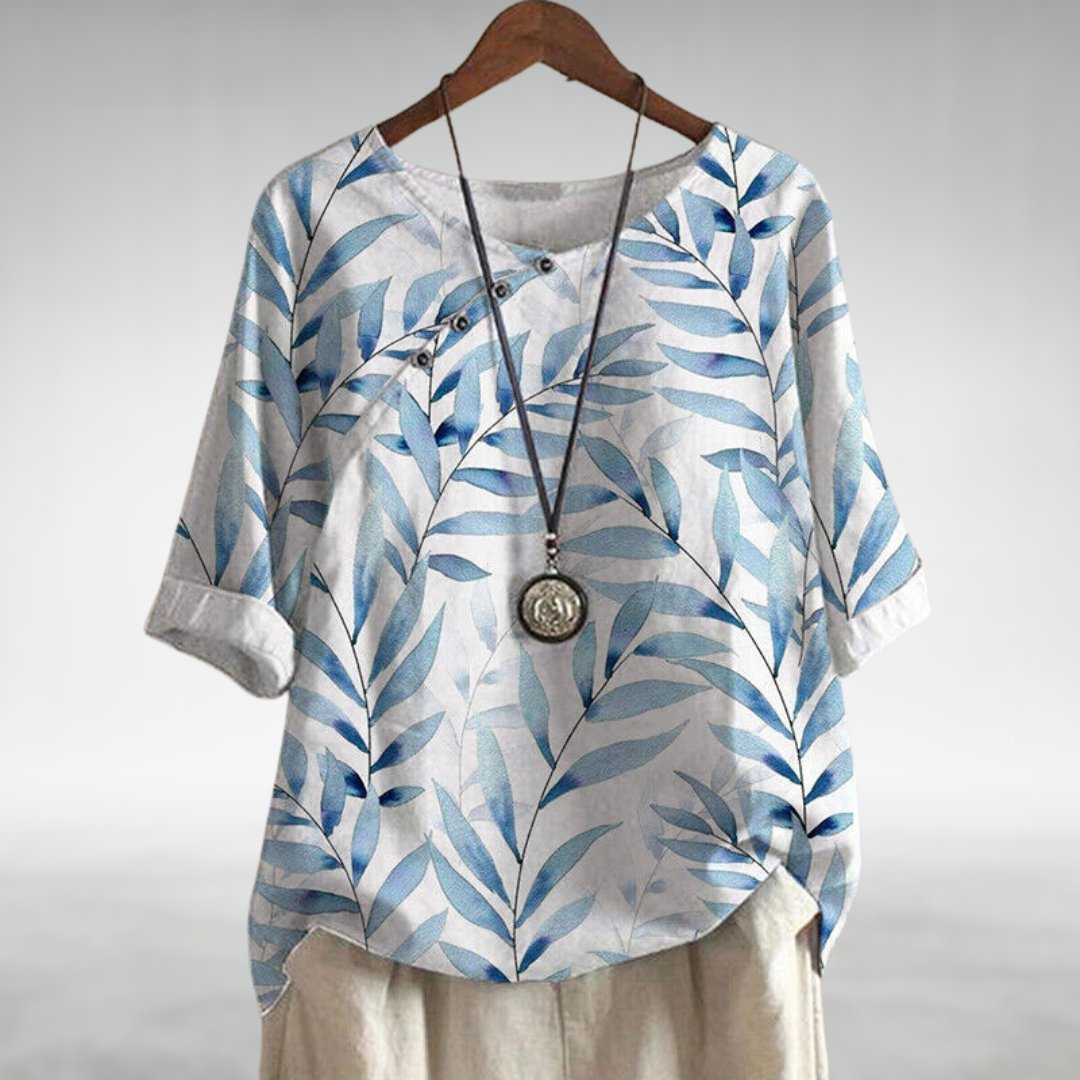 Kvinners Uformelle Bluse med Bladtrykk 2