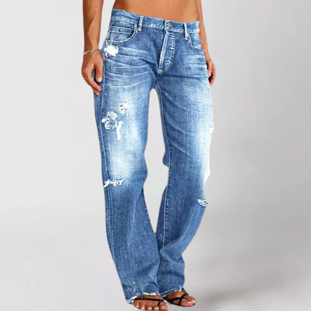 Kvinners Utsvingte Ben Denimjeans Lav Midje 1