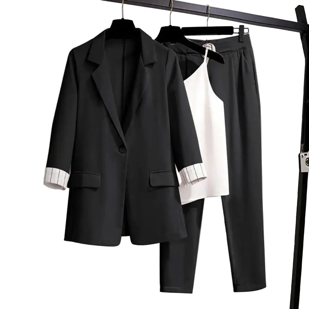 Kvinnes Blazer Bukser Set med Topp 0