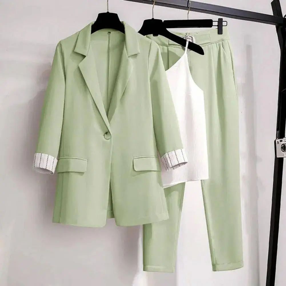 Kvinnes Blazer Bukser Set med Topp 2