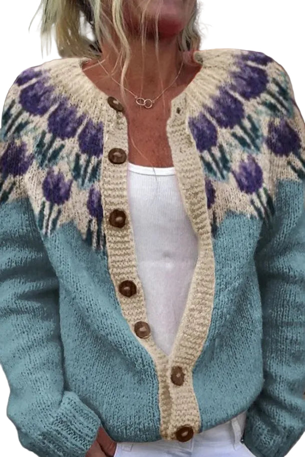 Kvinnes Blomster Cardigan 0