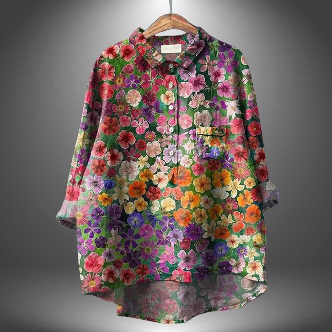 Kvinnes Blomsterskjorte med Unik Design 1