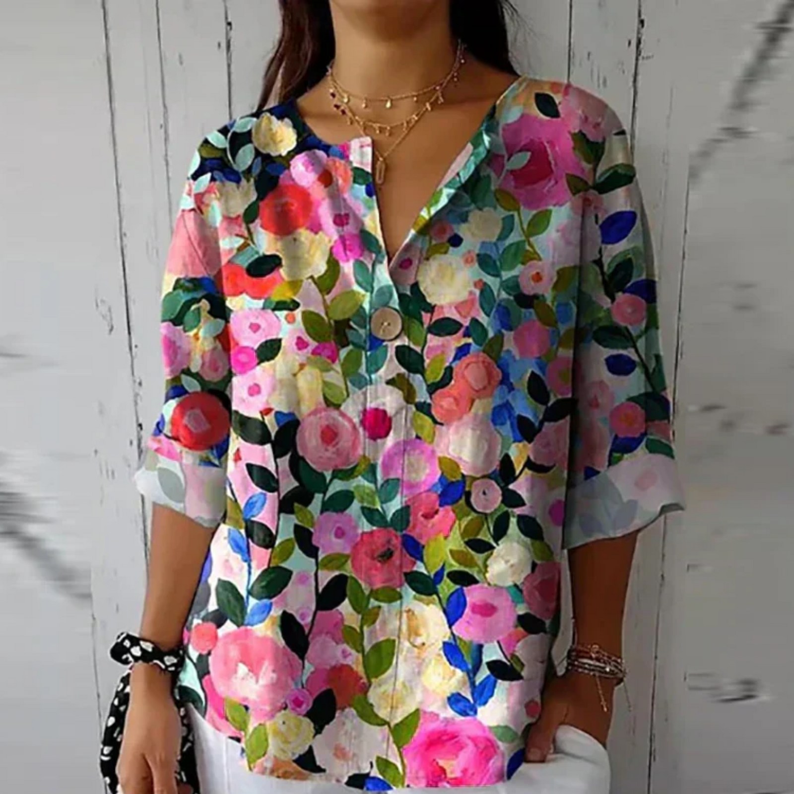 Kvinnes Bluse Blomstertrykk Allsidig 5