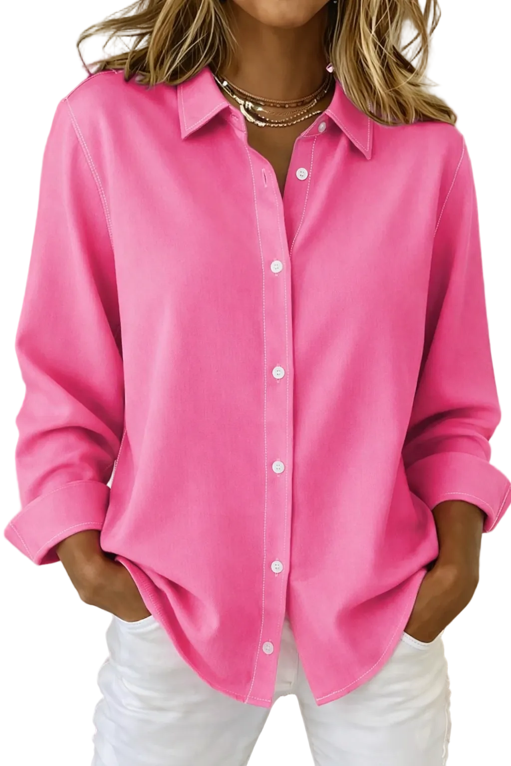 Kvinnes Bluse med Knapper 0