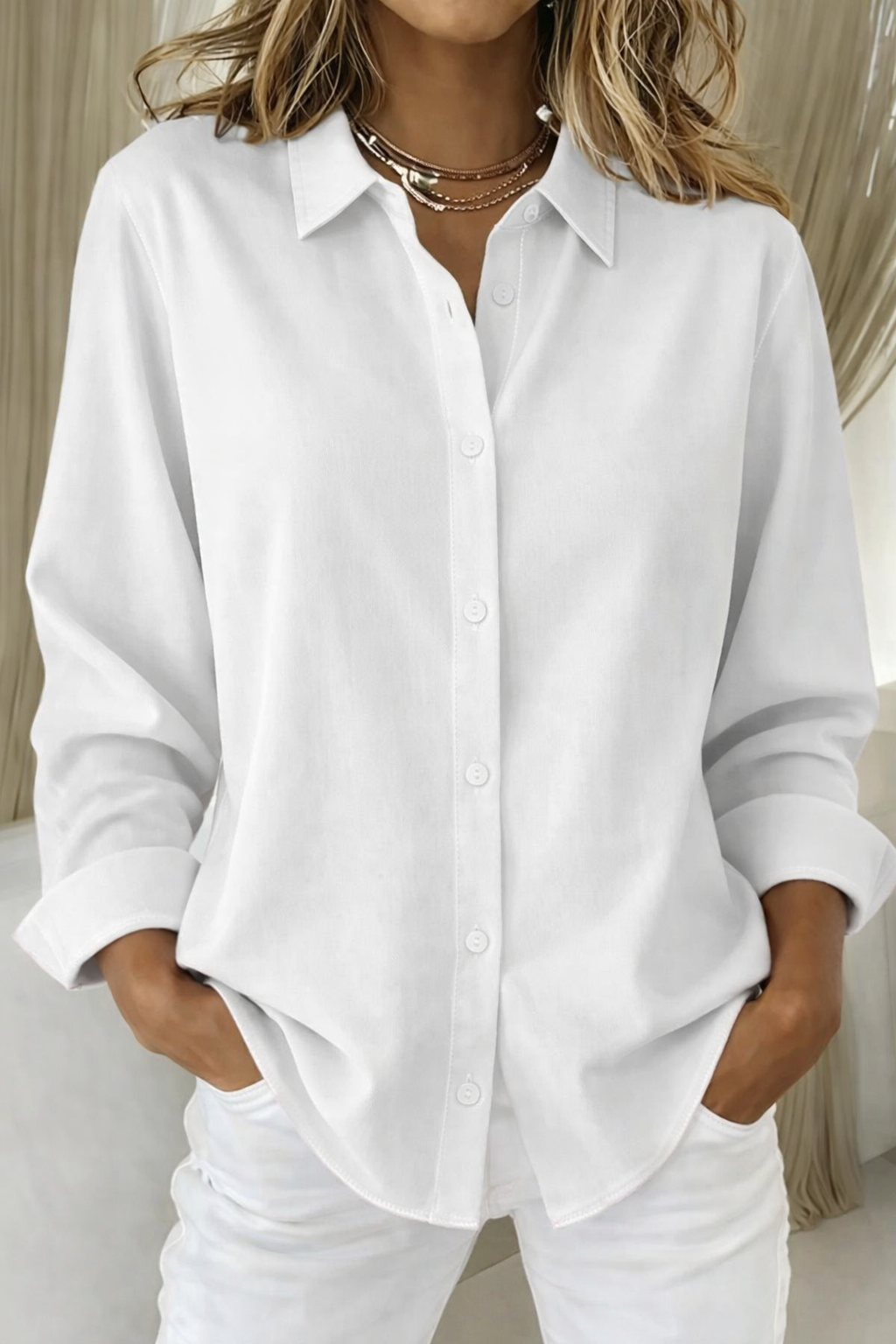 Kvinnes Bluse med Knapper 4