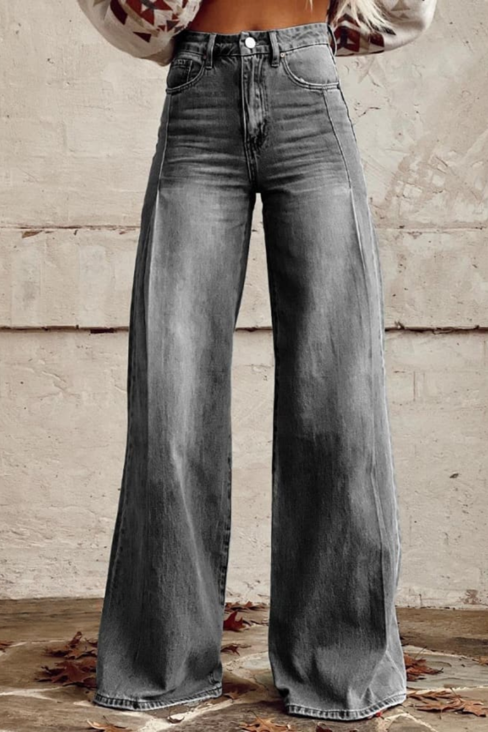 Kvinnes Denimbukse med Vide Ben 3