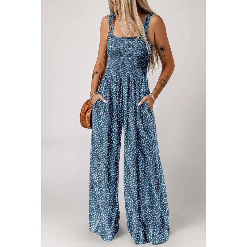 Kvinnes Jumpsuit med Vidde Ben Blomsterprint 8