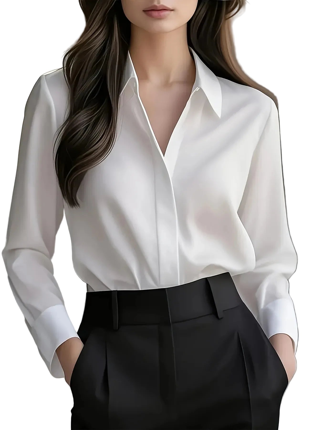 Kvinnes Langermet Bluse Uformell Stil 0