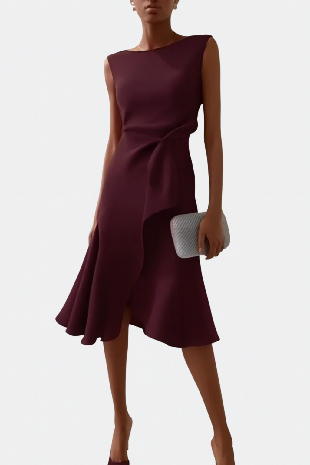 Kvinnes Midikjole Drapert Asymmetrisk 9
