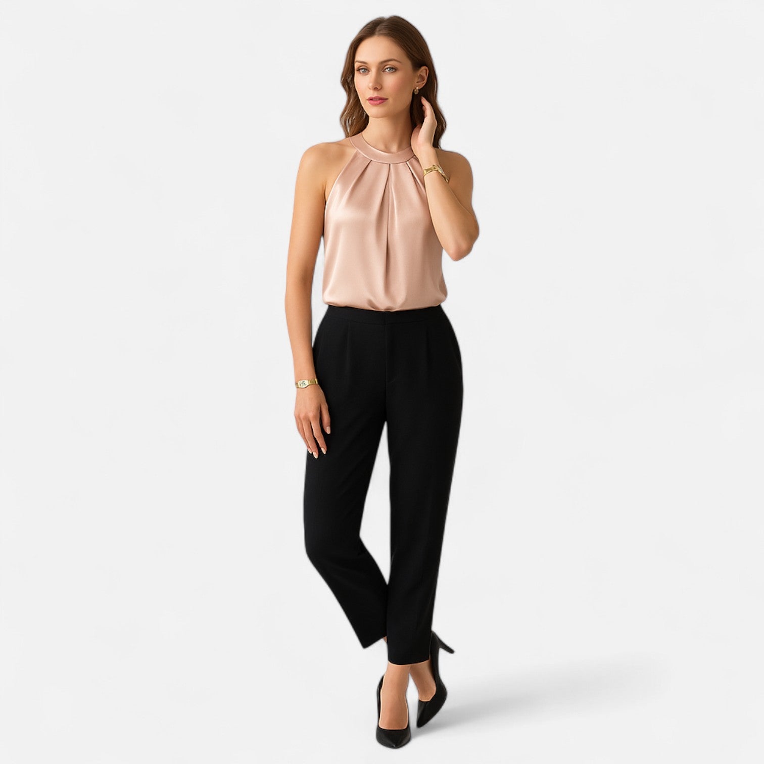 Kvinnes Plisserte Tank Top Drapert 2