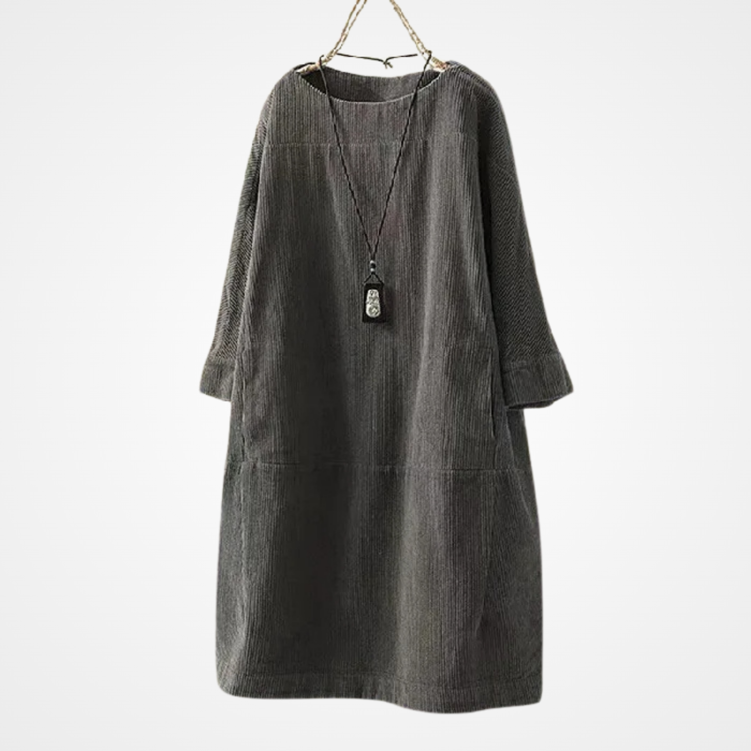 Kvinnes Vintage Kjole Med Rund Hals 6