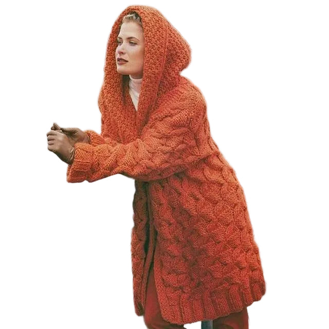 Lang Cardigan Dame med Hette - Moderne og Komfortabel Stil 1