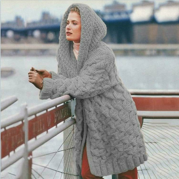 Lang Cardigan Dame med Hette - Moderne og Komfortabel Stil 5