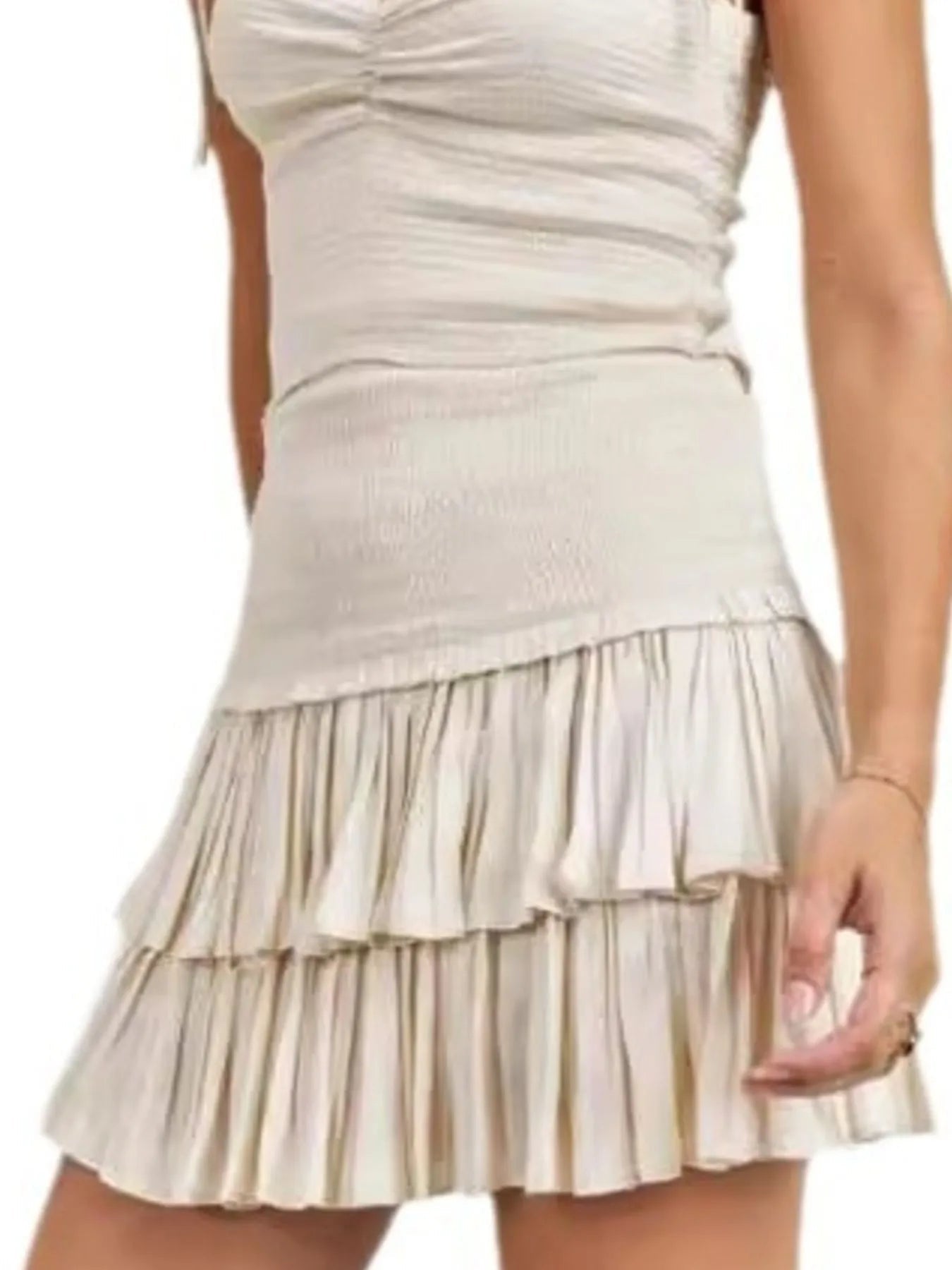 Matchende Sett Dame Cami og Skjørt med Hjerteformet Utringning Polyester Blend 2