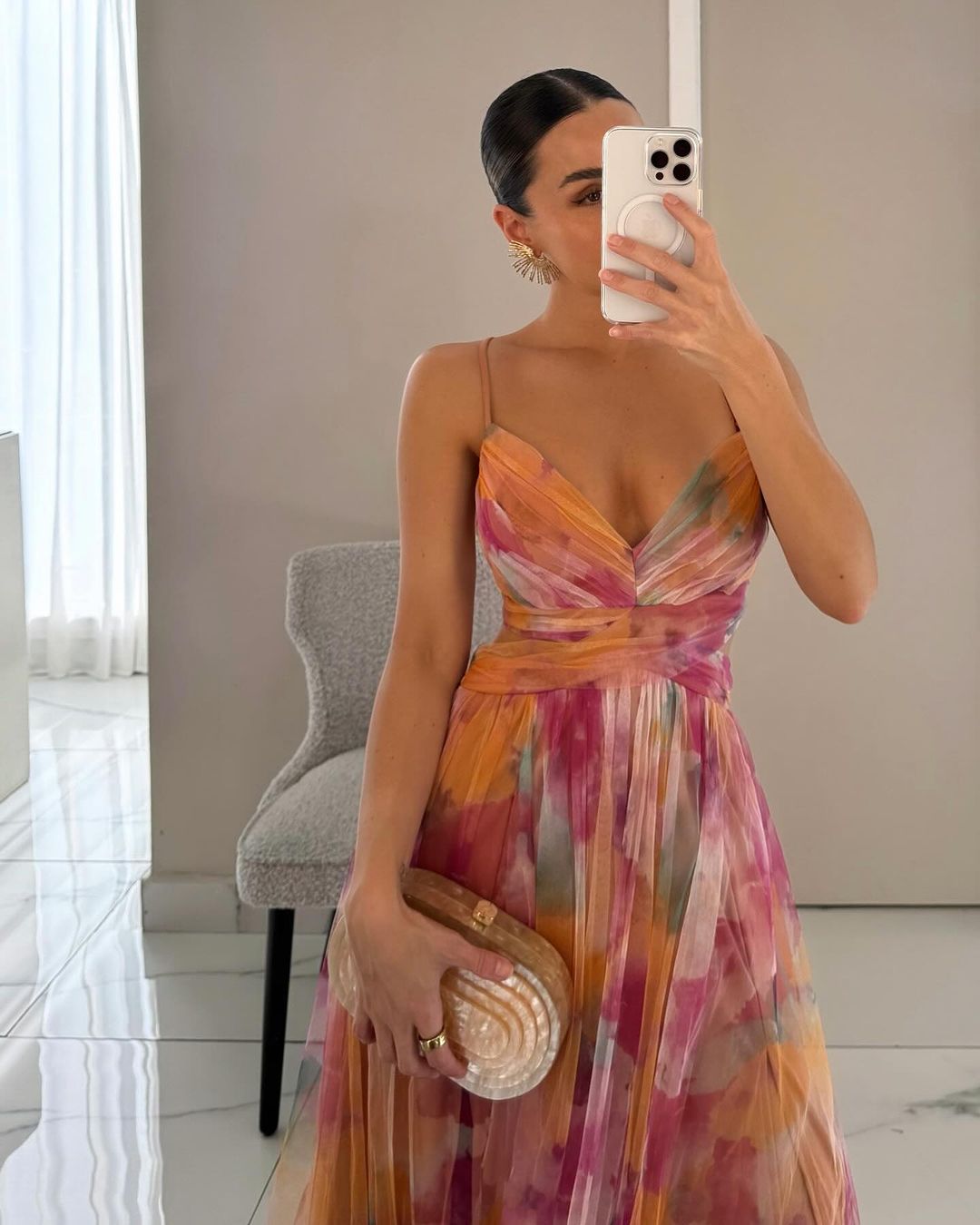 Maxi Kjole Dame Blomsterprint Med Justerbart Slips 2