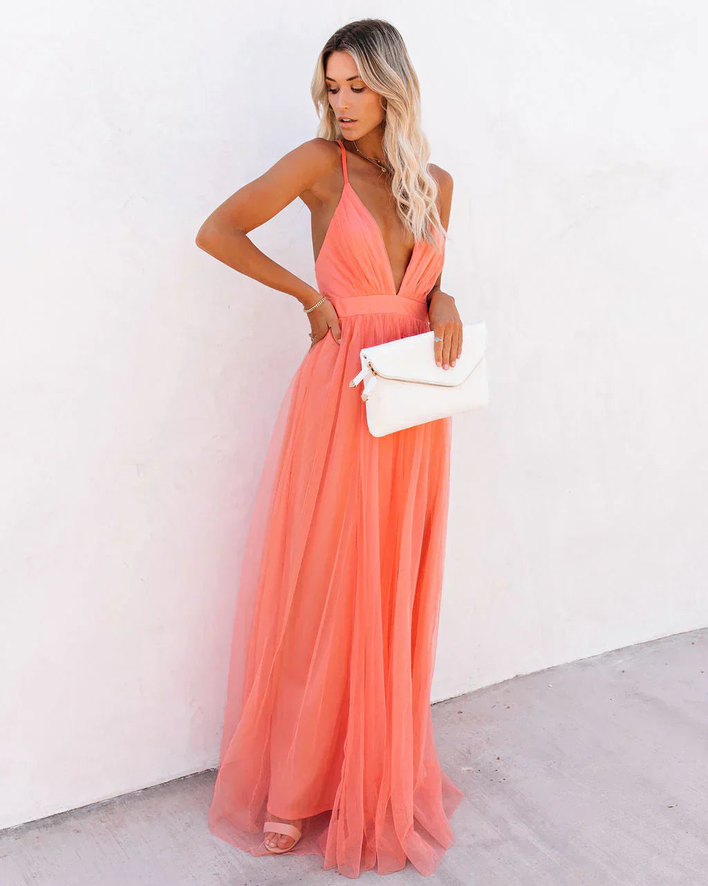 Maxi Kjole Dame Flytende Design 4