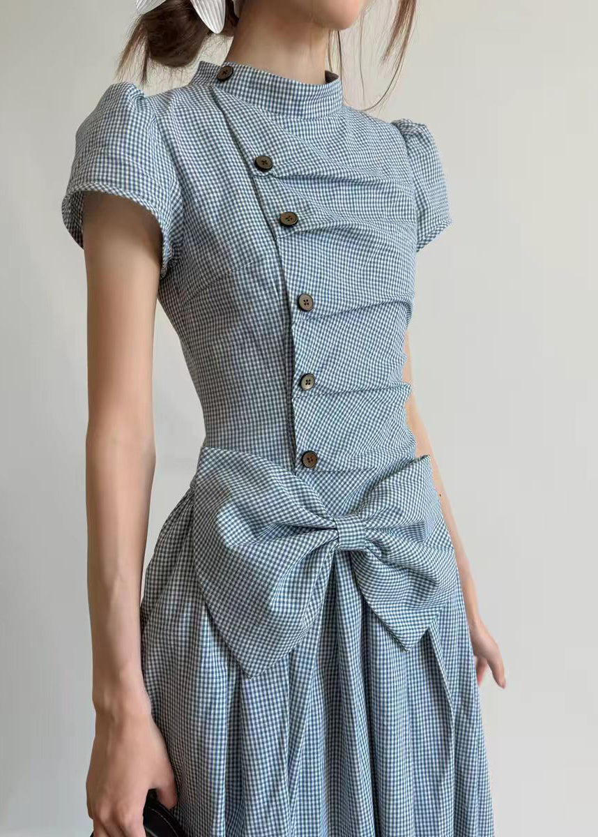 Maxikjole Dame Rutete Kortermet Uformell Stil 3