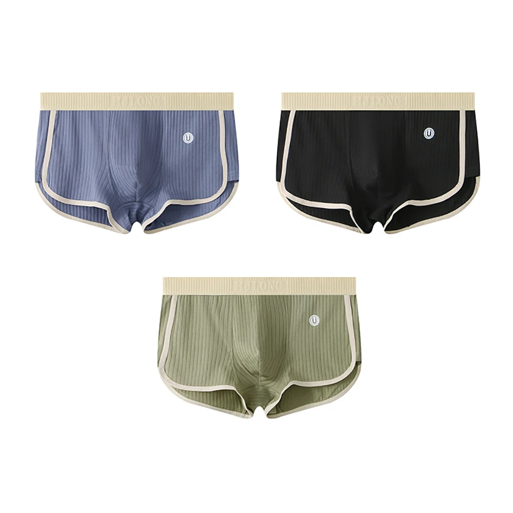Men's Boxer Briefs Set with Ribbed Contrast Trim 4